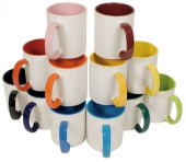 Кружка 330мл белая с оранжевой внутренней поверхностью и цветной ручкой