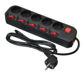 Сетевой фильтр BURO 5 евророзеток 1.8м черный (500SH-1.8-SW-B) с индивид. выключателями