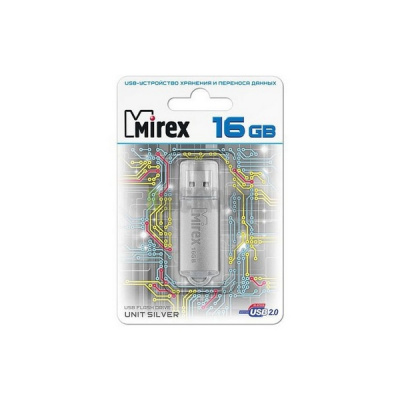 Флэшка 16Gb USB 2.0 Mirex UNIT Silver
