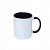 Кружка 300мл белая с чёрной внутренней поверхностью и с цветной ручкой