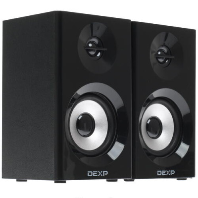 Звуковые колонки DEXP R350 2.0, 2х6Вт, материал дерево, питание 220В, черные
