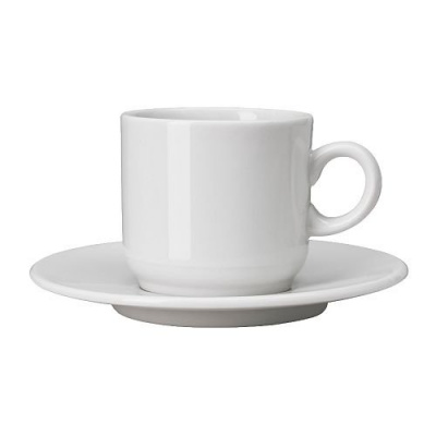 Кружка белая кофейная с блюдцем