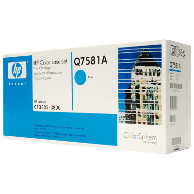 Картридж HP Color LJ 3800 синий (Q7581A, 6000стр)
