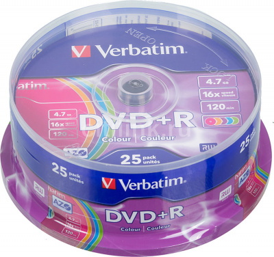 Диск DVD+R Verbatim 4.7Gb, 16x,  25шт. Cake Box