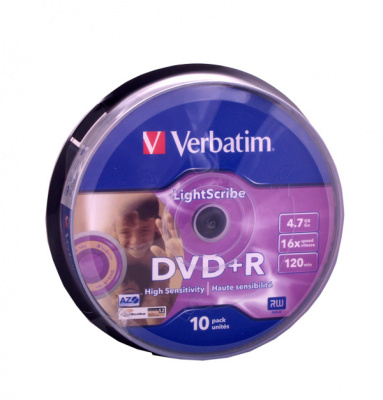 Диск DVD+R Verbatim 4.7Gb, 16x,  10шт. Cake Box