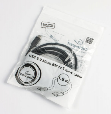 Кабель USB Cablexpert, USB2.0 microBM/USB3.1 Type-C, 1.8м (CCP-USB2-mBMCM-6)
