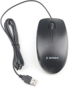 Мышь Gembird MOP-200, USB, black, 1000 dpi, бесшумная, 1.8м