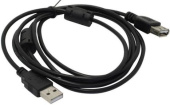 Кабель USB A(f) - A(m), 3м, черный, экран., 2 ферритовых кольца, удлинитель, USB 2.0, ExeGate ExeGat