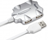 USB-Hub Buro BU-HUB4-0.5-U2.0-Candy, 4 порта, серебристый