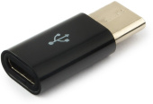 Переходник microUSB(f) - USB Type-C(m), черный, Cablexpert A-USB2-CMmF-01