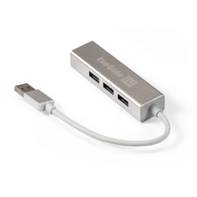USB-Hub ExeGate DUB-4 4xUSB3.0, корпус алюминиевый, серебристый