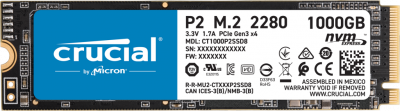 Накопитель SSD Crucial PCI-E x4 1000Gb CT1000P2SSD8 P2 M.2 2280