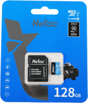 Карта памяти microSDXC 128Gb Netac P500 Class 10 UHS-I + adapter