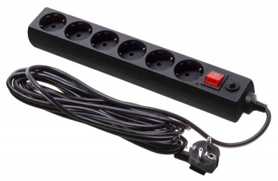 Сетевой фильтр BURO 6 евророзеток 5м, черный, 16А (600SH-16-5-B)